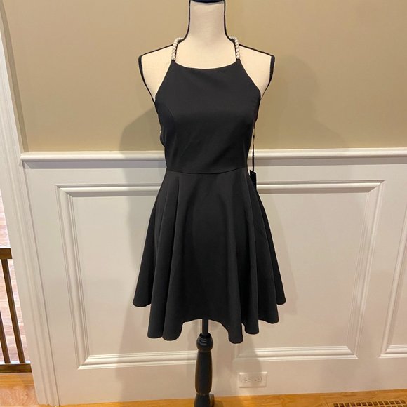 LULUS Black Pearl Skater Dress! - Picture 1 of 6